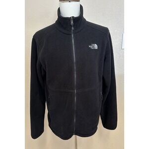 Men's Large Black North Face Fleece Zip Up Jacket Polartec Recycled With Logo